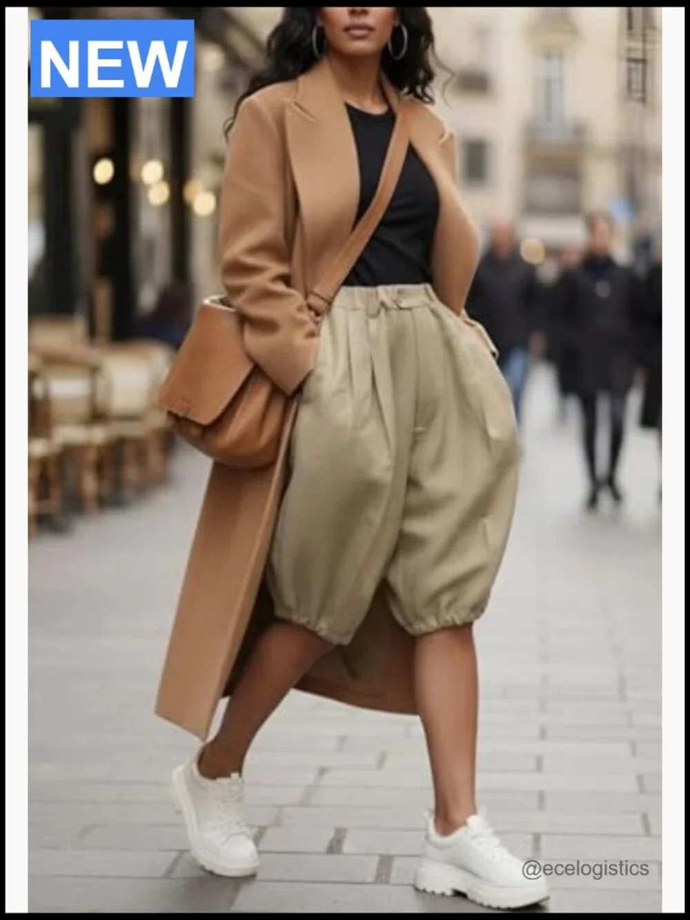 Bermuda Shorts for Women Baggy Knee Length Elastic Waist High Waisted Wide Leg